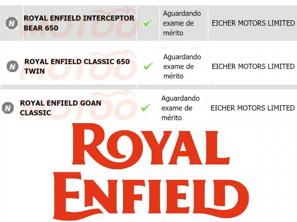 Nomes Bear, Goan e Classic 650 foram requeridos no Brasil pela Royal Enfield