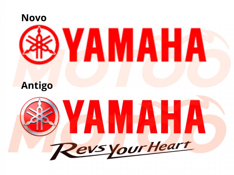 O novo emblema da Yamaha sobre o antigo